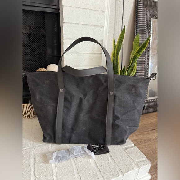 John Varvatos Weekend Bag Tote Duffel Bag Gray Travel Zip Canvas Charcoal Gray - Picture 4 of 9